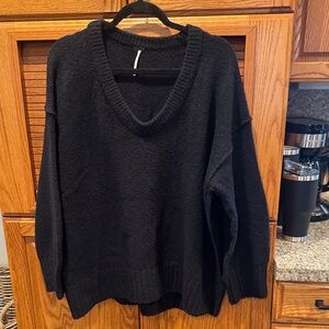 Free People Black Crew Neck Sweater